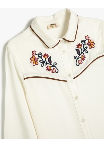 Uzun Kollu Işleme Detaylı Viskon Gömlek modelleri