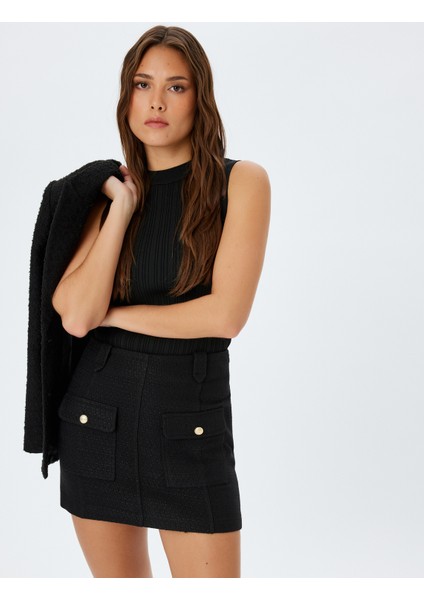 Kapaklı Cep Detaylı Mini Kalem Tüvit Etek fiyatları