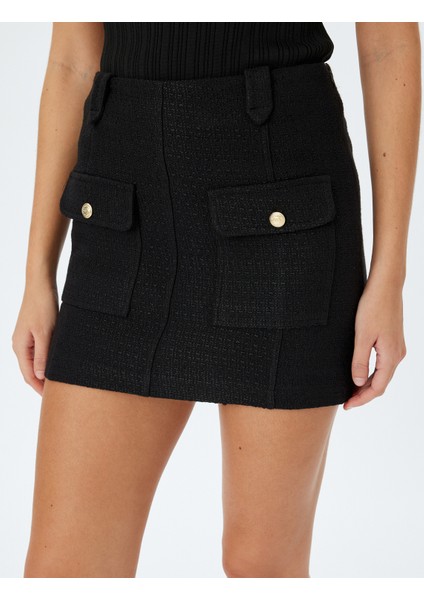 Kapaklı Cep Detaylı Mini Kalem Tüvit Etek indirimleri