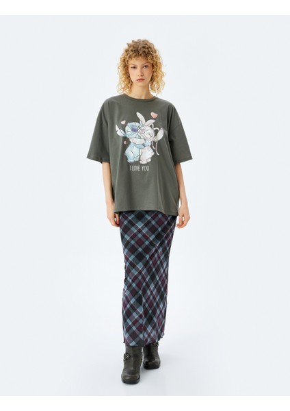 Disney Lisanslı Stitch Baskılı Kısa Kollu T-Shirt