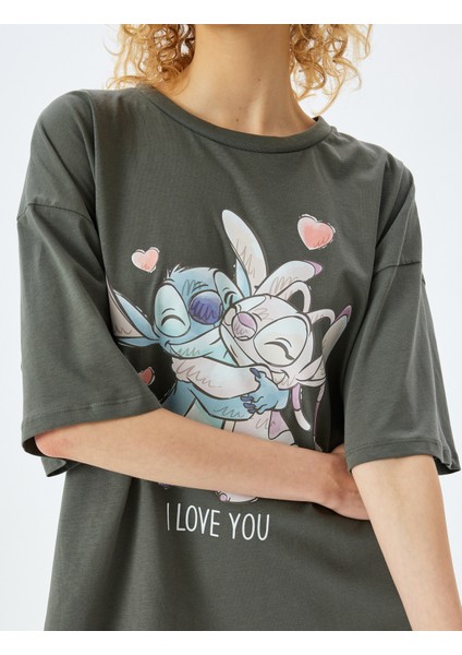 Disney Lisanslı Stitch Baskılı Kısa Kollu T-Shirt