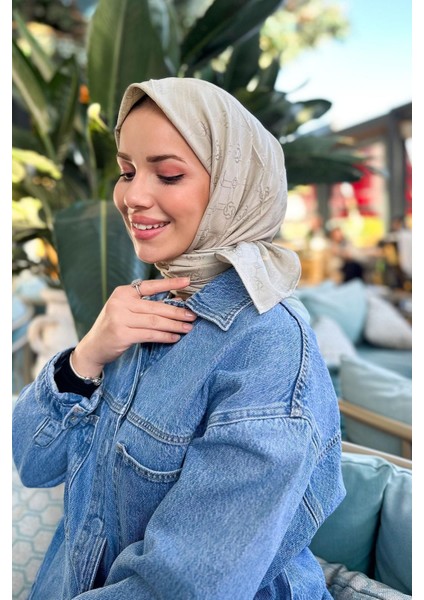 Logolu Ipek Koton Jakar Eşarp 7071976-933