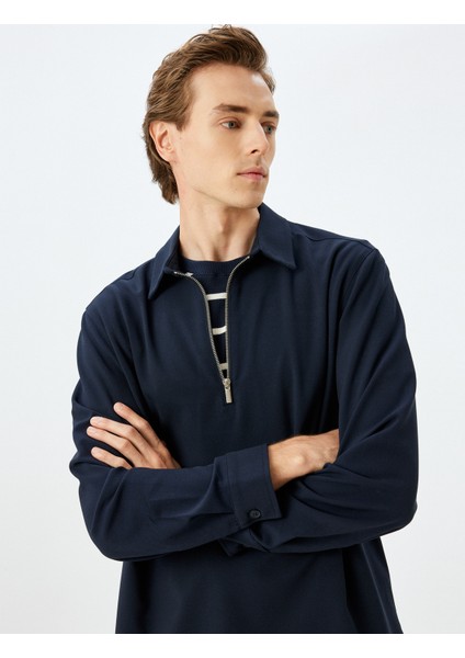 Yarım Fermuarlı Gömlek Kısa Kollu Viskon Karışımlı fiyatları