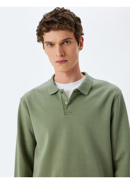 Pamuklu Interlok Kumaş Polo Yaka Sweatshirt fiyatları