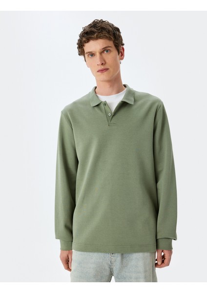 Pamuklu Interlok Kumaş Polo Yaka Sweatshirt modelleri