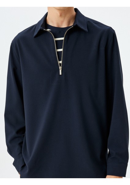 Yarım Fermuarlı Gömlek Kısa Kollu Viskon Karışımlı indirimleri