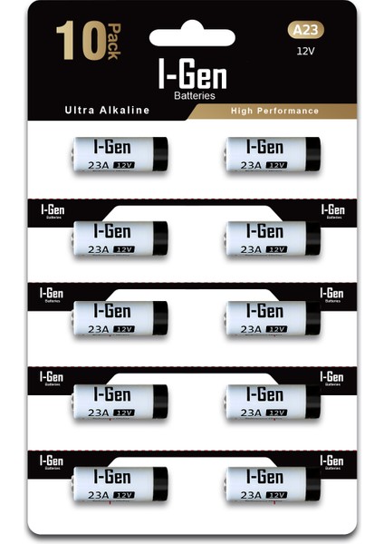 I-Gen 23A Pil 10'lu Paket 12V MN21 PİL (A23 / 23A / V23GA / LRV08 / 8LR932)