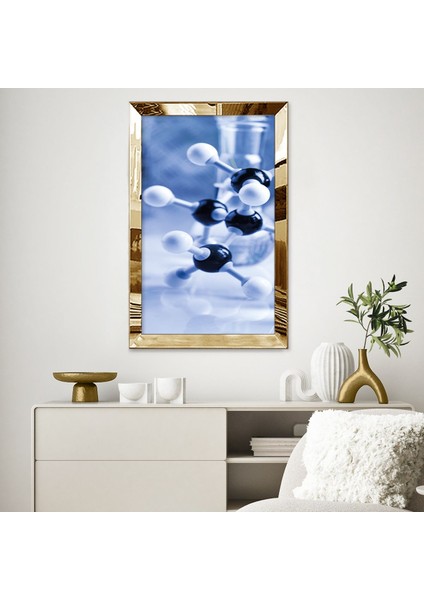 Gold Aynalı Pleksi Çerçeveli Klinik Laboratuvar Tasarımlı Tablo