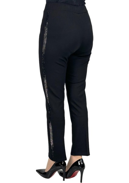 Dar Paça Taşlı Pantolon Siyah OTW3086