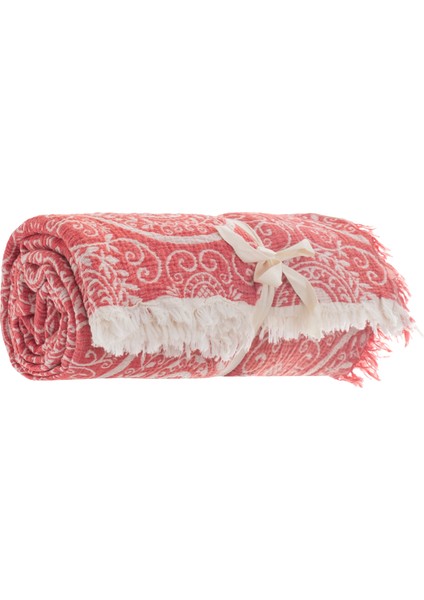 Mylasahome Müslin 4 Katlı Şal Desenli (Jakarlı) Yatak Örtüsü Çift Kişilik 220 x 240 cm