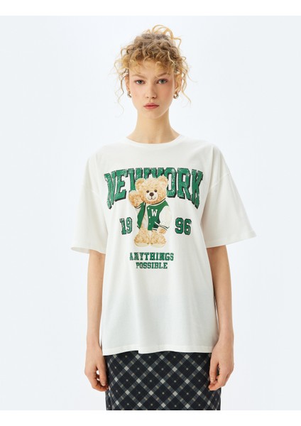 Kolej Baskılı Rahat Kesim Kısa Kollu T-Shirt