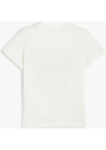 Basic T-Shirt Slogan Baskılı Kısa Kollu Bisiklet Yaka Pamuklu