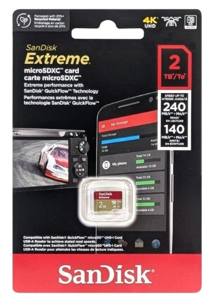 Extreme 2tb SDSQXAV-2T00-GN6MN 240/140MB/S Microsdxc Uhs-I A2 V30 4K Kamera Drone Hafıza Kartı fiyatları