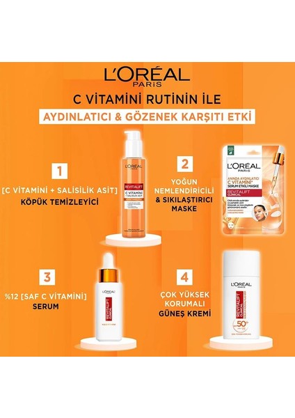 L'Oréal Paris Aydınlatıcı C Vitamini Maske x 5 ve Micellar Makyaj Temizleme Suyu