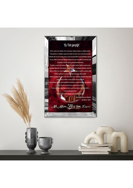 Gümüş Aynalı Pleksi Çerçeveli Atatürk' Ün Gençliğe Hitabesi Tablo fiyatları