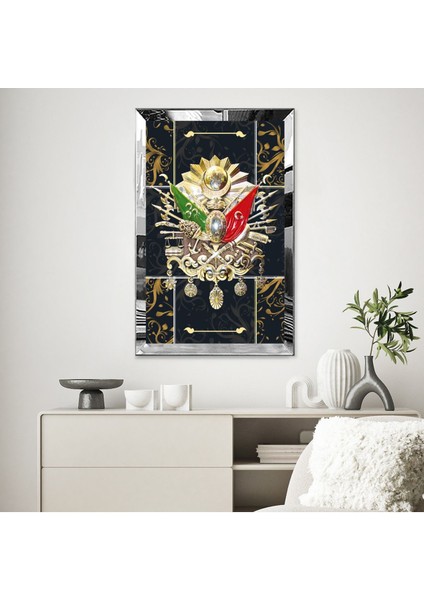 Gümüş Aynalı Pleksi Çerçeveli Osmanlı Arması Tablo