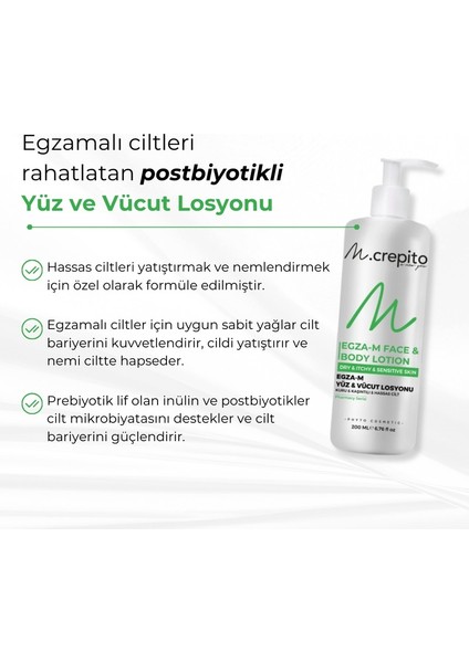 Prebiyotik & Postbiyotikli Egza-M Yüz & Vücut Losyonu 200 Ml-Hassas Ciltler Için