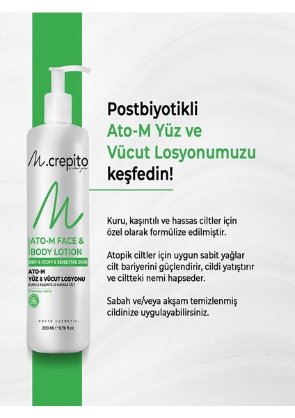 Prebiyotik & Postbiyotikli Ato-M Yüz & Vücut Losyonu 200 Ml-Kaşıntılı ve Hassas Ciltler Için