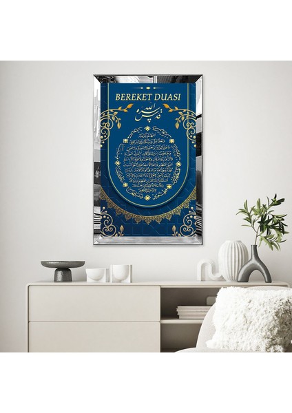 Gümüş Aynalı Pleksi Çerçeveli Bereket Duası Dini Islami Tablo
