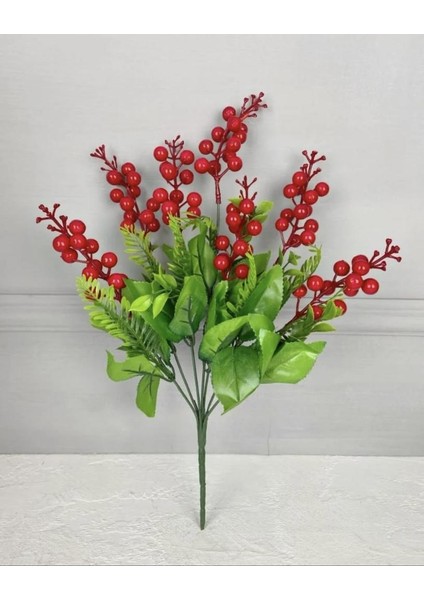 Yapay Kırmızı Kokina Çiçeği 7 Dallı