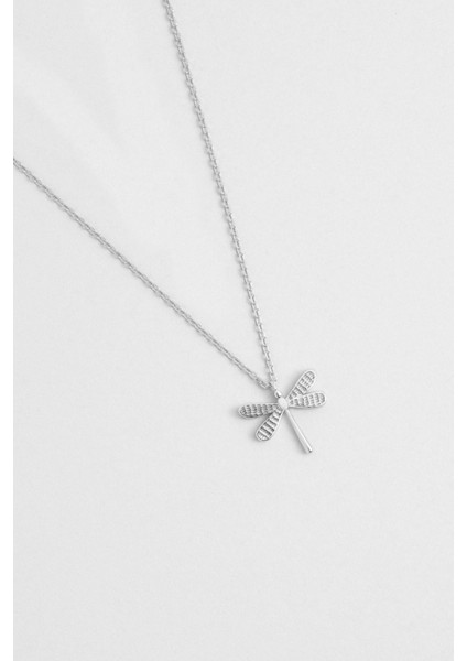 Minimal 18 Ayar Beyaz Altın Kaplama 45 cm Gümüş Yusufçuk Kolye fiyatları