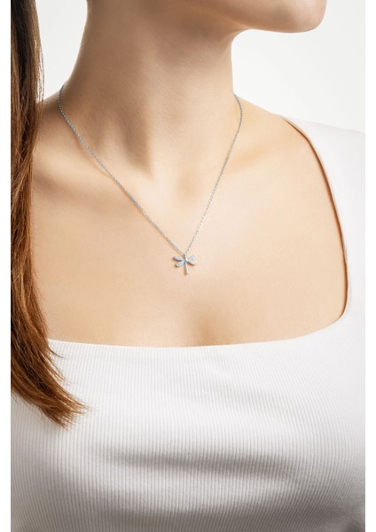 Minimal 18 Ayar Beyaz Altın Kaplama 45 cm Gümüş Yusufçuk Kolye modelleri