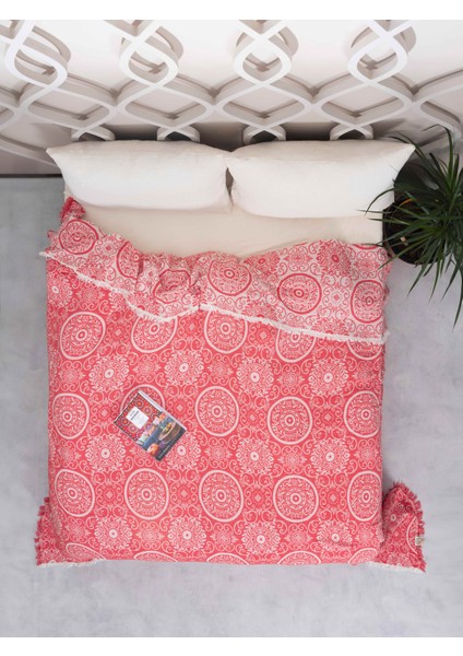 Mylasahome Müslin 4 Katlı Şal Desenli (Jakarlı) Yatak Örtüsü Çift Kişilik 220 x 240 cm