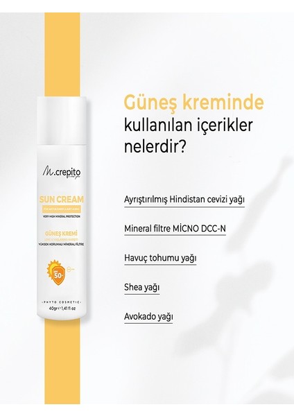 Yeni Nesil Mineral Filtre Bitkisel Güneş Kremi 40 gr (Bebek & Çocuk & Yetişkin & Hamile)