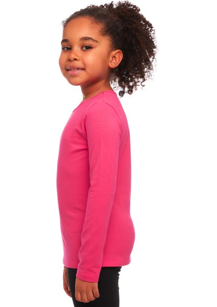 Fuşya Basic Mevsimlik Likralı Uzun Kollu Kız Çocuk Tişört fiyatları