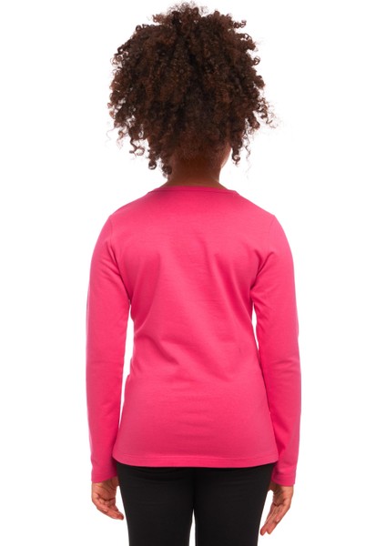 Fuşya Basic Mevsimlik Likralı Uzun Kollu Kız Çocuk Tişört modelleri