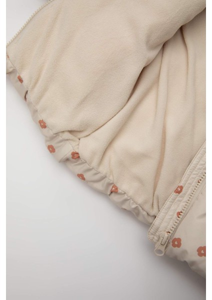 Kız Bebek Çiçekli Kapüşonlu Şişme Mont C5313A524AU