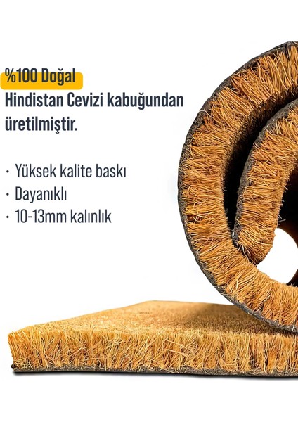 Paspas Konsept Siyah Kalp Desenli Kapı Önü Paspası 40 x 60 cm