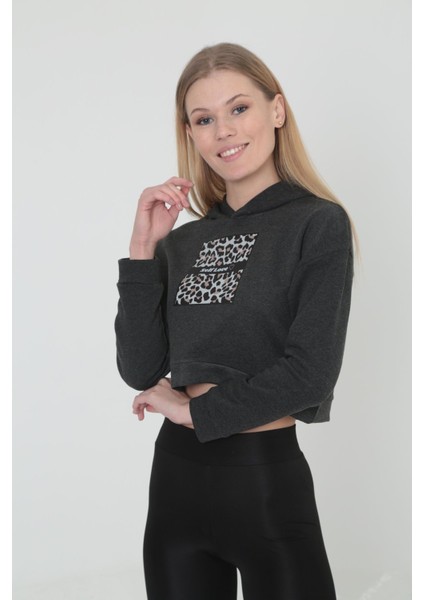 Leopar Renkli Baskılı Kapüşonlu Sweat-3