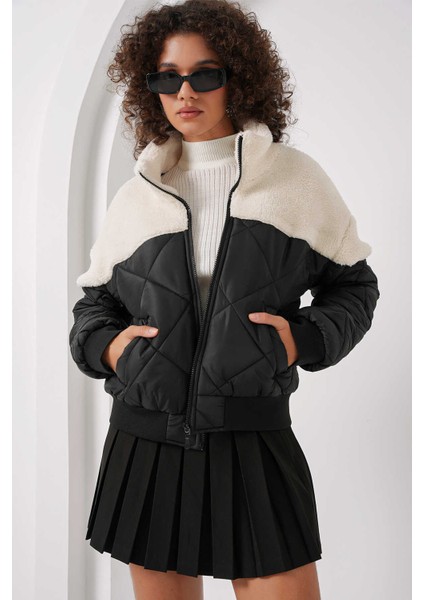 Kadın Peluş Mont Siyah