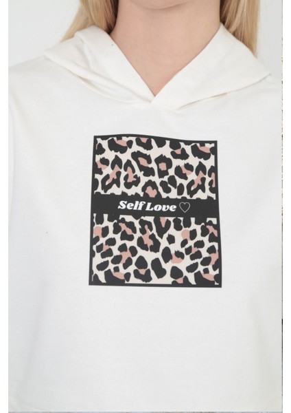 Leopar Renkli Baskılı Kapüşonlu Sweat-3