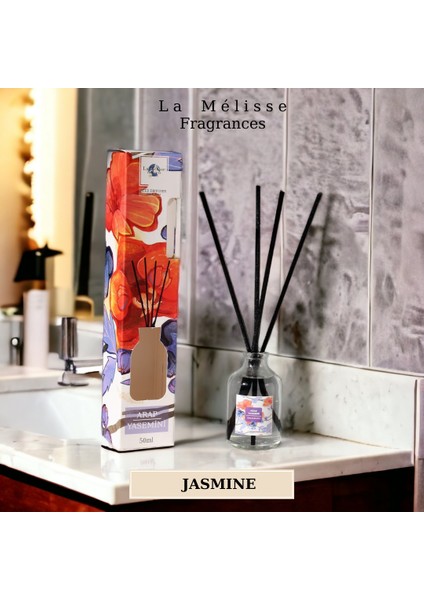 3'lü Set , Yasemin Çiçeği, Şeftali Çiçeği, Lavanta Çiçeği Bambu Çubuklu Doğal Oda Kokusu Reed Diffuser 50 ml