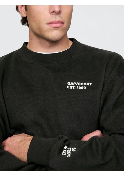 Erkek Siyah Gap Logo Vintage Soft Fleece Sweatshirt modelleri