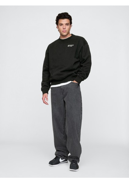 Erkek Siyah Gap Logo Vintage Soft Fleece Sweatshirt fırsatları