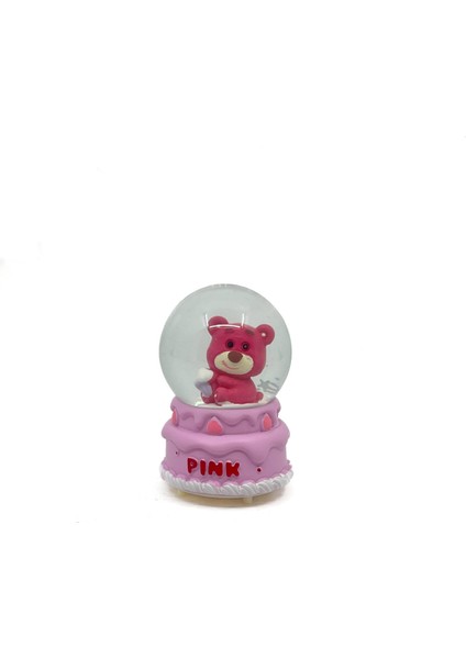 Işıklı Kar Küresi Pembe Ayıcık Cupcake 7 cm modelleri