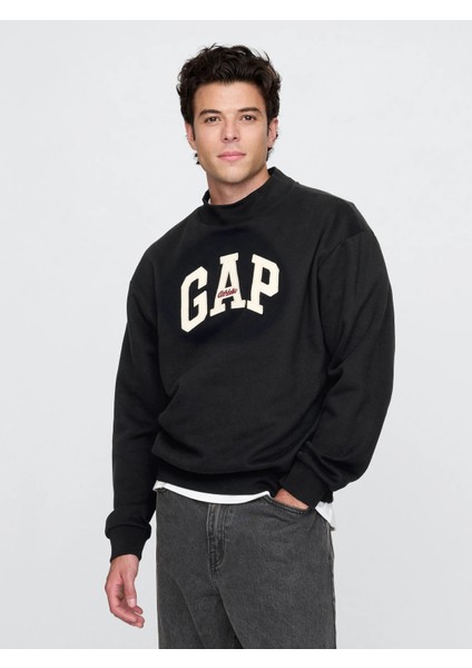 Erkek Siyah Gap Logo Vintage Soft Fleece Sweatshirt