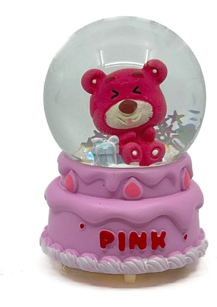Işıklı Kar Küresi Pembe Ayıcık Hediye Paketi 7 cm modelleri