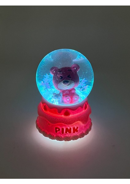 Işıklı Kar Küresi Pembe Ayıcık Hediye Paketi 7 cm fırsatları