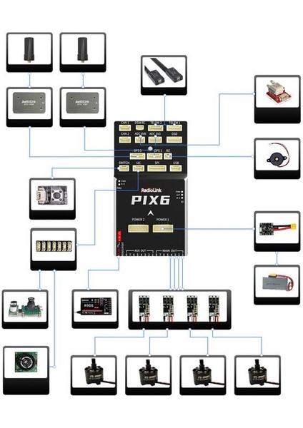 Pıx6 16 Kanal Pixhawk Uçuş Kontrol Kartı Flight Controller +Bec