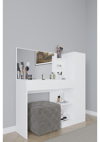 Orkide Makyaj Masası, 1 Çekmeceli, Dolaplı, Aynalı