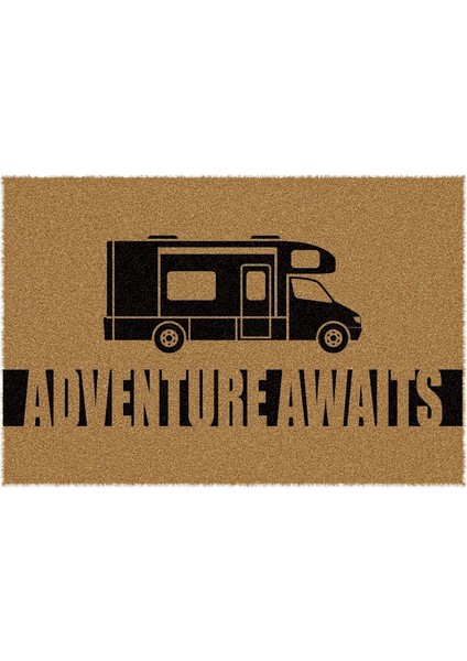 Paspas Adventure Awaits Desenli Kapı Önü Paspası 40 x 60 cm