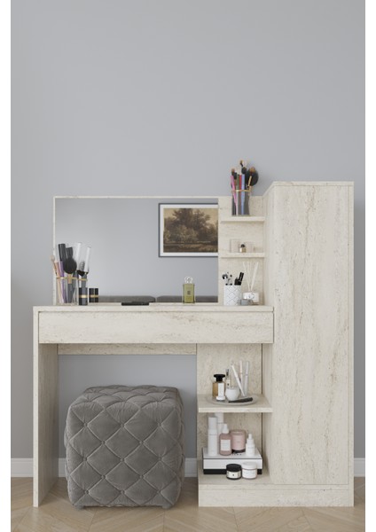 Orkide Makyaj Masası, 1 Çekmeceli, Dolaplı, Aynalı