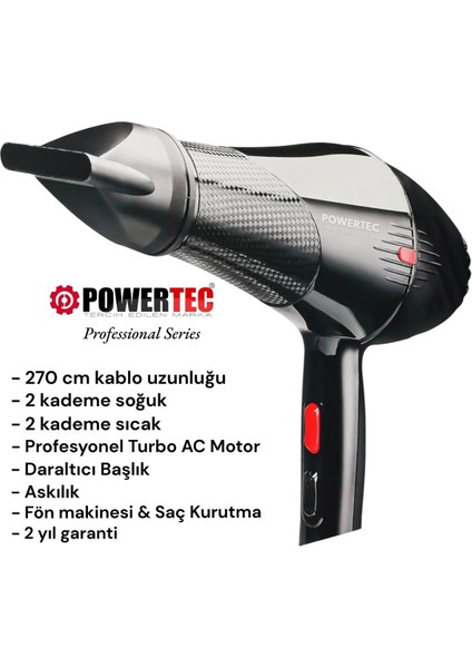 TR-701 Profesyonel Fön Makinesi + Vigo Difüzör Başlık + Profesyonel Fön Fırçası