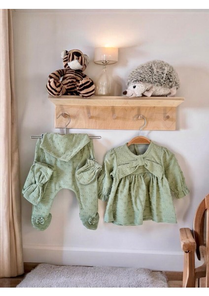 Bebek Kız Giyim 0-3 Ay Fiyonk Detaylı 5li Set