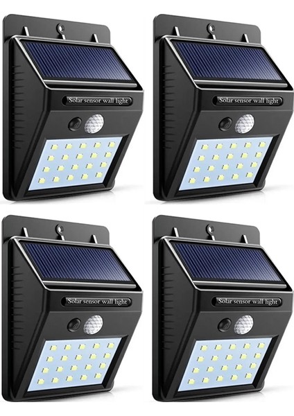 4'lü Set Güneş Enerjili Bahçe Lambası 20 LED Bahçe Aplik Bahçe Lambası Bahçe Aydınlatma Solar Lamba