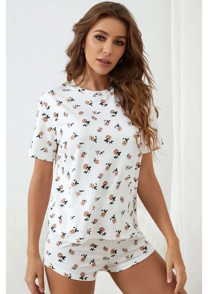 Baskılı Kısa Kollu Şortlu Pijama Takımı